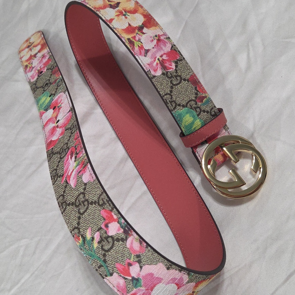 Gucci Blooms Floral Belt Pink Gold GG Buckle - Picture 15 of 16